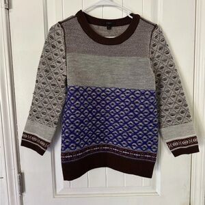 J. Crew Chocolate and Cream Textured Sweater